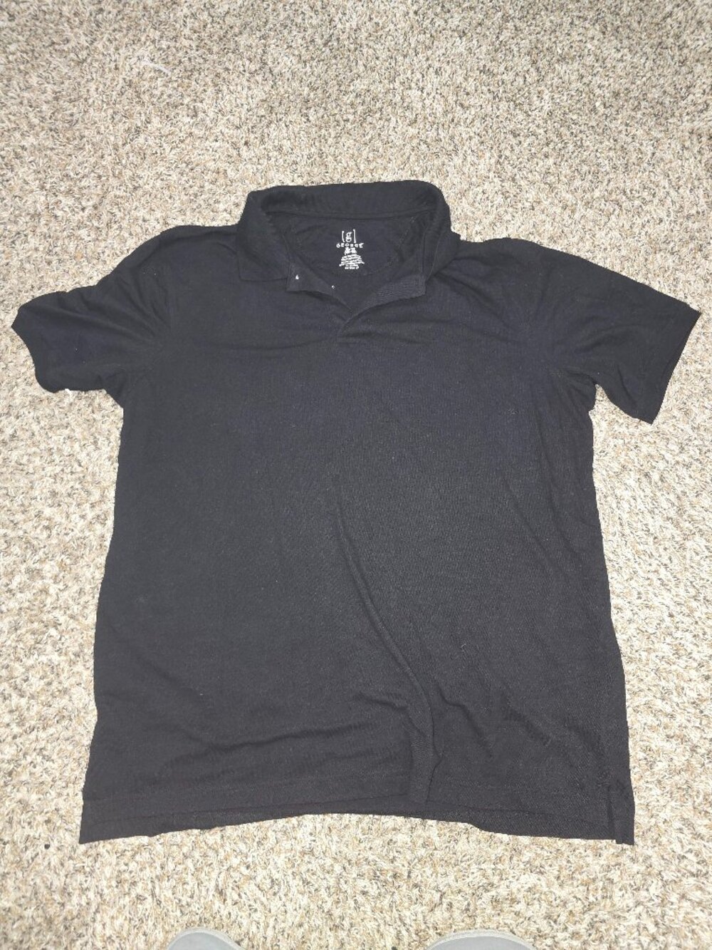 George Men's Black Polo Shirt Short Sleeve Size XL (46-48) Cotton Blend